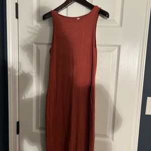 Gentle Fawn Sleeveless knit Midi Dress in Warm Rust color- EUC